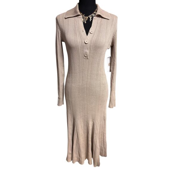 Julia Jordan women’s Ribbed Long-Sleeve Collared Midi Dress Size Small NWT - Picture 3 of 8